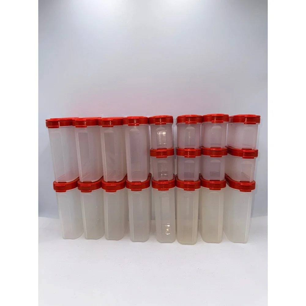Tupperware Spice Shaker Set of 20 Red Modular Mates Kitchen Storage Vintage